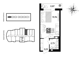 Студия № 25 Корп.: 5 , Секция 1  в ЖК Догма Юкки