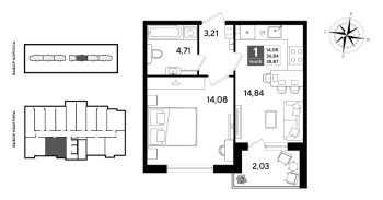 1 ккв № 618 Корп.: 5 , Секция 5  в ЖК Догма Юкки