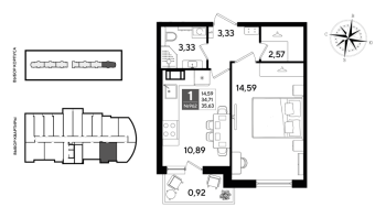 1 ккв № 962 Корп.: 5 , Секция 7  в ЖК Догма Юкки