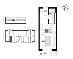 Студия № 326 Корп.: 2 , Секция 3  в ЖК Догма Юкки