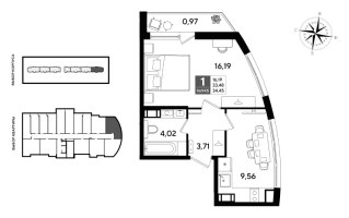 1 ккв № 945 Корп.: 5 , Секция 7  в ЖК Догма Юкки