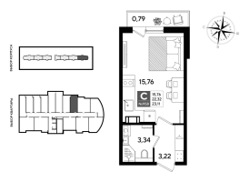 Студия № 958 Корп.: 5 , Секция 7  в ЖК Догма Юкки