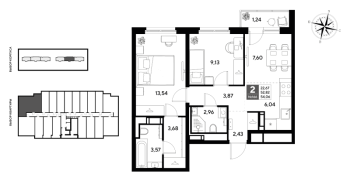 2 ккв № 166 Корп.: 4 , Секция 2  в ЖК Догма Юкки