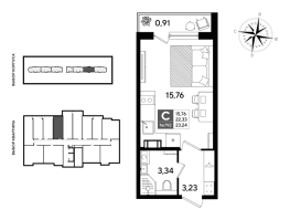 Студия № 792 Корп.: 5 , Секция 6  в ЖК Догма Юкки
