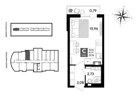 Студия № 51 Корп.: 5 , Секция 1  в ЖК Догма Юкки