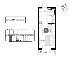 Студия № 342 Корп.: 2 , Секция 3  в ЖК Догма Юкки