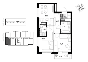 2 ккв № 110 Корп.: 4 , Секция 1  в ЖК Догма Юкки