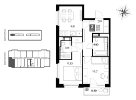 2 ккв № 116 Корп.: 2 , Секция 1  в ЖК Догма Юкки