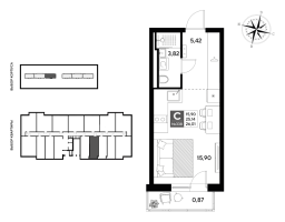 Студия № 338 Корп.: 2 , Секция 3  в ЖК Догма Юкки