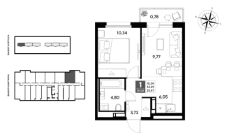 2 ккв (Евро) № 138 Корп.: 2 , Секция 1  в ЖК Догма Юкки