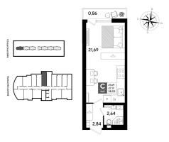 Студия № 8 Корп.: 5 , Секция 1  в ЖК Догма Юкки