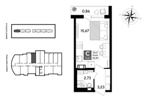 Студия № 22 Корп.: 5 , Секция 1  в ЖК Догма Юкки