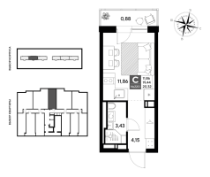 Студия № 220 Корп.: 2 , Секция 2  в ЖК Догма Юкки
