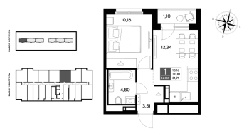 1 ккв № 185 Корп.: 2 , Секция 1  в ЖК Догма Юкки