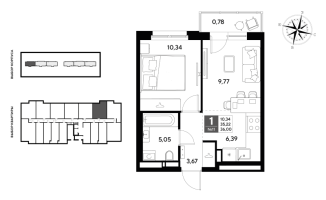 2 ккв (Евро) № 11 Корп.: 2 , Секция 1  в ЖК Догма Юкки