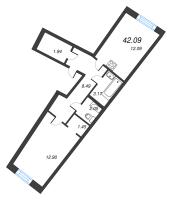 1 ккв № 1226 Корп.: 1 , Секция 12  в ЖК Дом Левитан