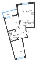 3 ккв (Евро) № 1029 Корп.: 1 , Секция 10  в ЖК Дом Левитан