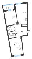3 ккв (Евро) № 216 Корп.: 1 , Секция 3  в ЖК Дом Левитан