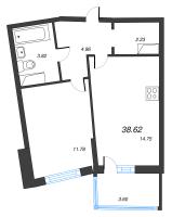 2 ккв (Евро) № 909 Корп.: 1 , Секция 9  в ЖК Дом Левитан