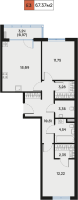 3 ккв (Евро) № 117 Корп.: 1 , Секция 5  в ЖК Дом Регенбоген