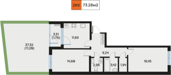 2 ккв № 62 Корп.: 1 , Секция 3  в ЖК Дом Регенбоген