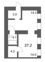 1 ккв № 22.2 Корп.: 1.5-7 , Секция 7  в ЖК Дом купца Злобина