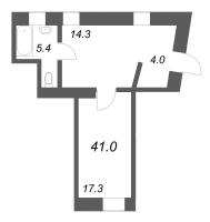 1 ккв № 14.3 Корп.: 1.1-4 , Секция 3  в ЖК Дом купца Злобина