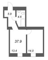 1 ккв № 14.2 Корп.: 1.1-4 , Секция 4  в ЖК Дом купца Злобина