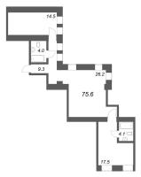 3 ккв (Евро) № 13.1 Корп.: 1.1-4 , Секция 4  в ЖК Дом купца Злобина