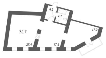 3 ккв (Евро) № 12.3 Корп.: 1.1-4 , Секция 2  в ЖК Дом купца Злобина