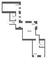 3 ккв (Евро) № 14.1 Корп.: 1.1-4 , Секция 4  в ЖК Дом купца Злобина