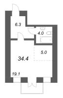 Студия № 20.2 Корп.: 1.5-7 , Секция 6  в ЖК Дом купца Злобина