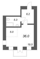 Студия № 27.2 Корп.: 1.5-7 , Секция 5  в ЖК Дом купца Злобина