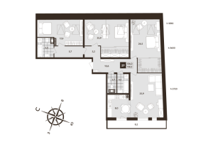 4 ккв (Евро) № 27 Корп.: 1 , Секция 1  в ЖК Дом на Бронницкой