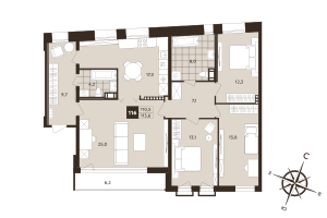 4 ккв (Евро) № 116 Корп.: 1 , Секция 3  в ЖК Дом на Бронницкой