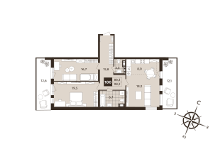 3 ккв (Евро) № 100 Корп.: 1 , Секция 3  в ЖК Дом на Бронницкой