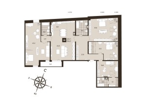 5 ккв (Евро) № 28 Корп.: 1 , Секция 1  в ЖК Дом на Бронницкой