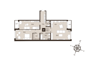 3 ккв (Евро) № 81 Корп.: 1 , Секция 3  в ЖК Дом на Бронницкой