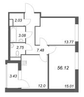 2 ккв № 365 Корп.: 1 , Секция 8  в ЖК Дом на Курской