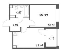 1 ккв № 25 Корп.: 1 , Секция 1  в ЖК Дом на Курской