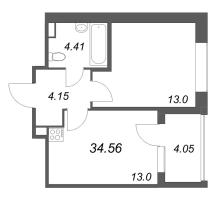 1 ккв № 200 Корп.: 1 , Секция 5  в ЖК Дом на Курской