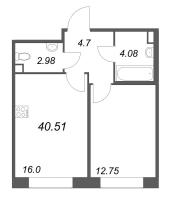 2 ккв (Евро) № 38 Корп.: 1 , Секция 2  в ЖК Дом на Курской
