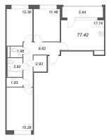 4 ккв (Евро) № 123 Корп.: 1 , Секция 3  в ЖК Дом на Курской