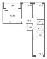 4 ккв (Евро) № 89 Корп.: 1 , Секция 3  в ЖК Дом на Курской