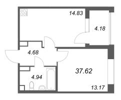 1 ккв № 28 Корп.: 1 , Секция 1  в ЖК Дом на Курской