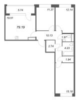 4 ккв (Евро) № 94 Корп.: 1 , Секция 3  в ЖК Дом на Курской