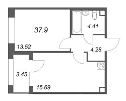 2 ккв (Евро) № 139 Корп.: 1 , Секция 4  в ЖК Дом на Курской