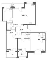5 ккв (Евро) № 386 Корп.: 1 , Секция 8  в ЖК Дом на Курской