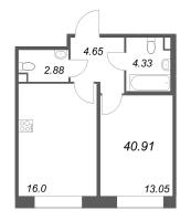 2 ккв (Евро) № 90 Корп.: 1 , Секция 3  в ЖК Дом на Курской
