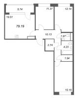 4 ккв (Евро) № 104 Корп.: 1 , Секция 3  в ЖК Дом на Курской